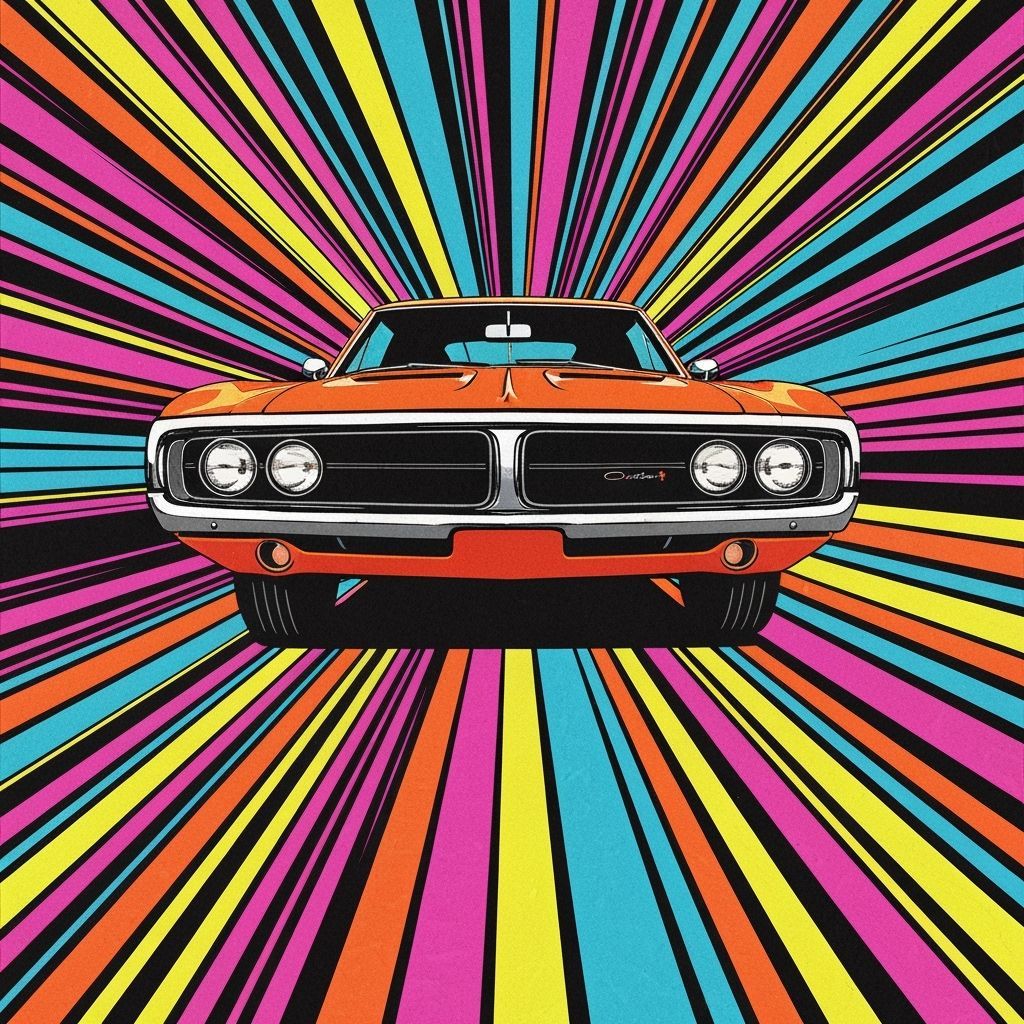 1970 Dodge Charger in Archie Comic Style