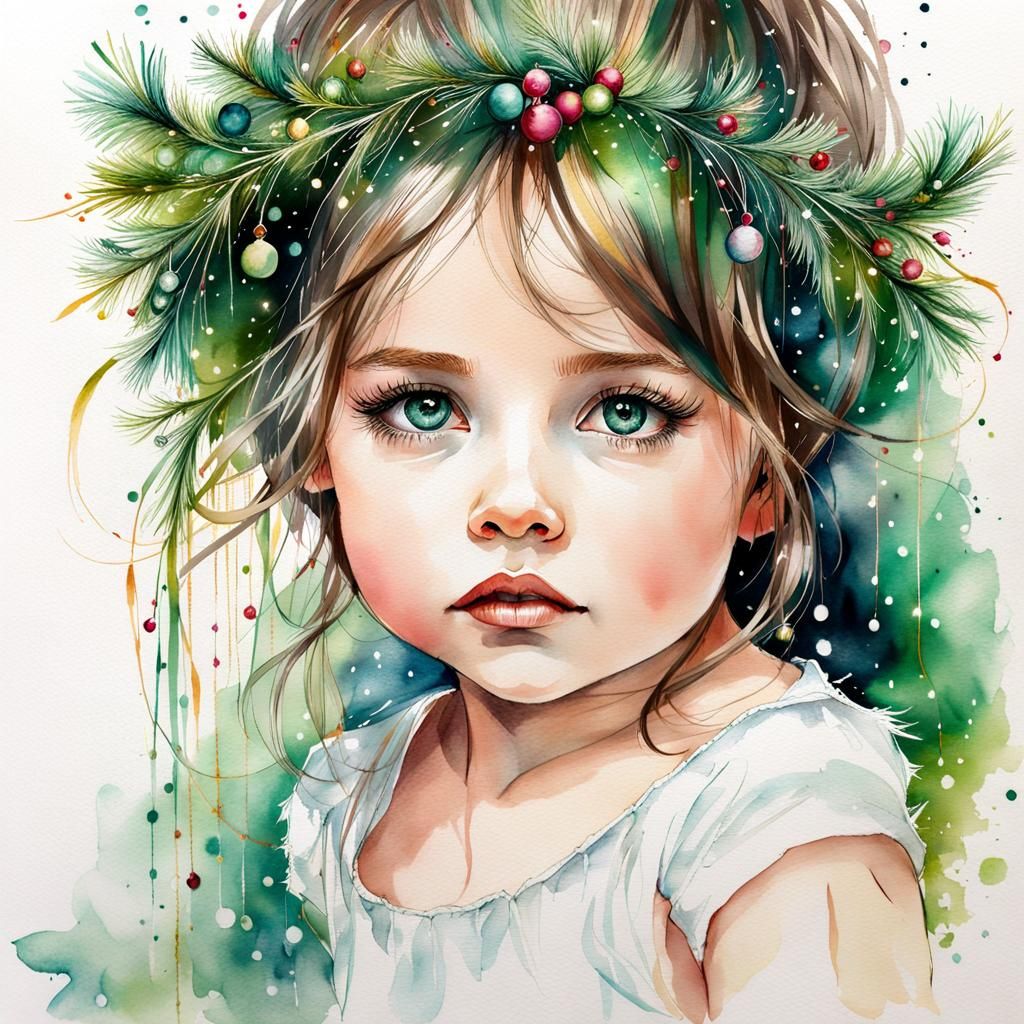 Pastel Christmas Baby: Stylized Watercolor Art