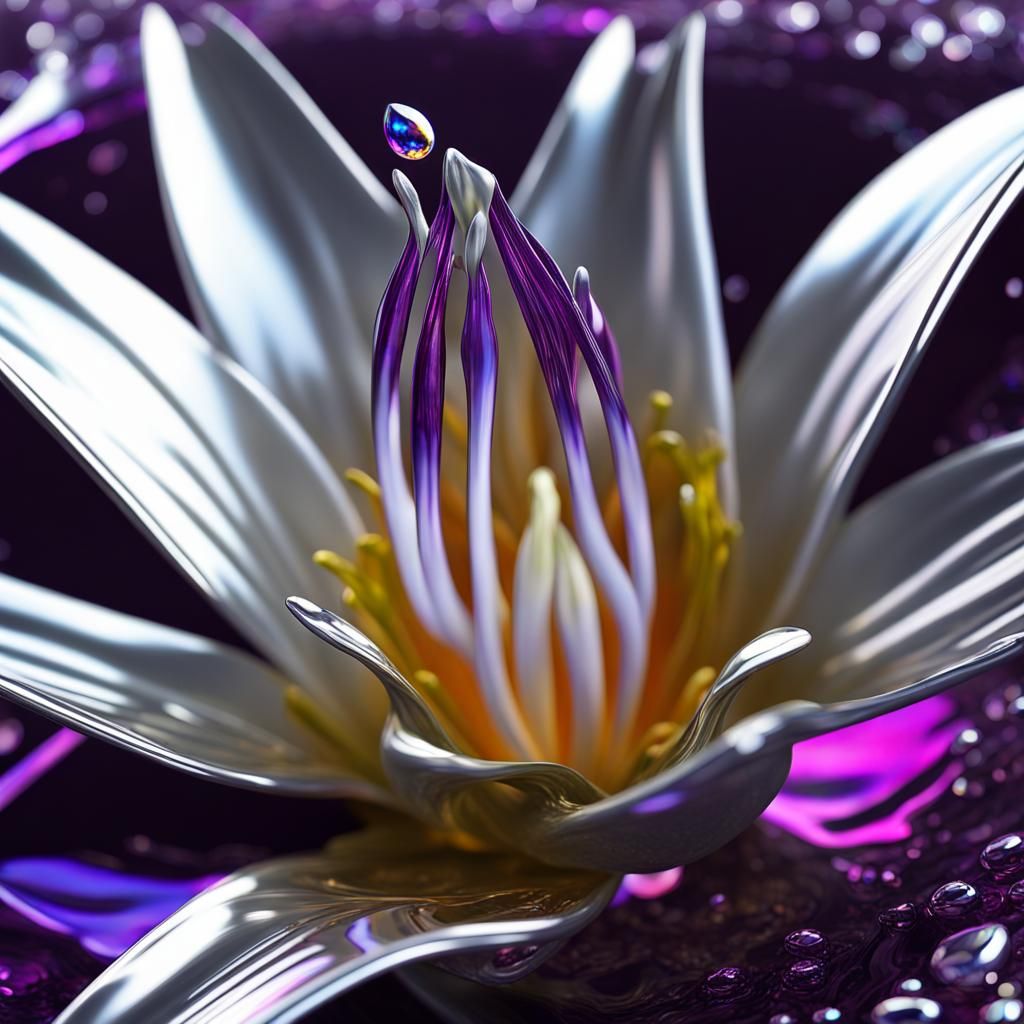 Liquid Mercury Lily with Chrome Accents