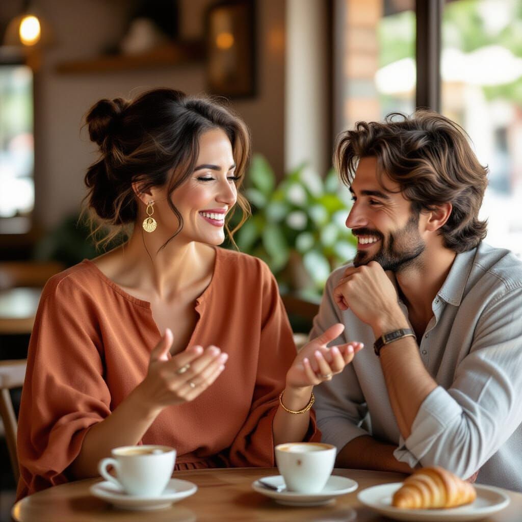 Elderly Woman Sharing Stories with Warmth and Italian Style