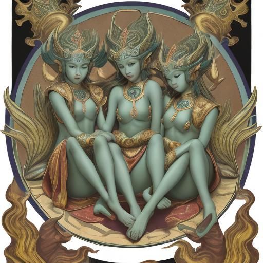 Three-Headed Mythical Fulong Illustration
