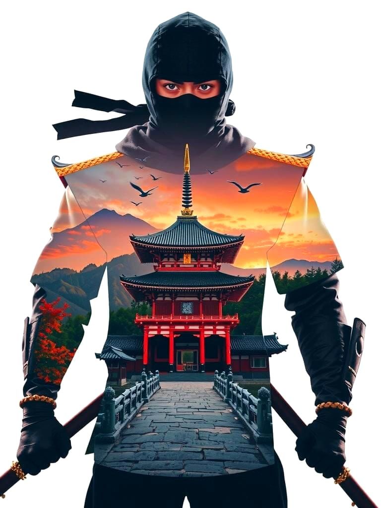 Ninja Silhouette Reveals Ancient Japanese Temple
