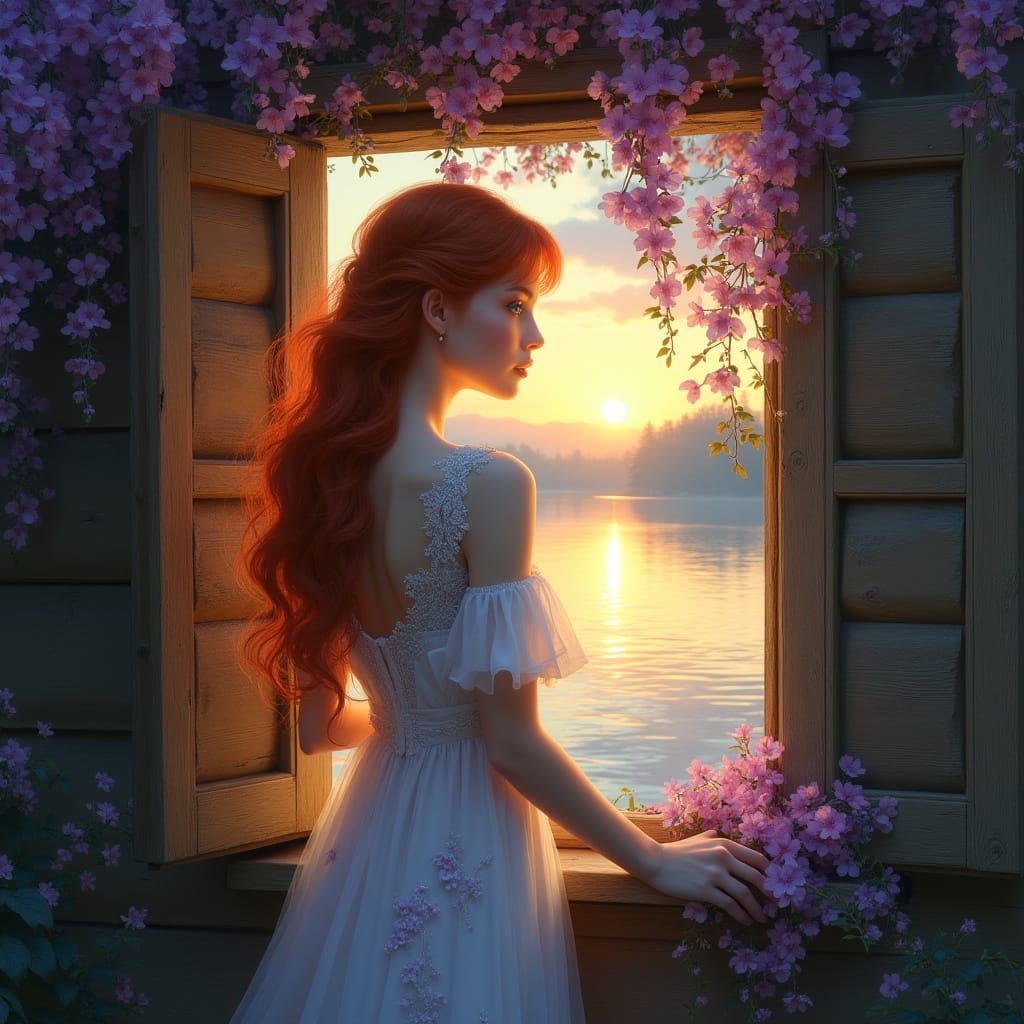 Romantic Evening Scene in Art Nouveau Style