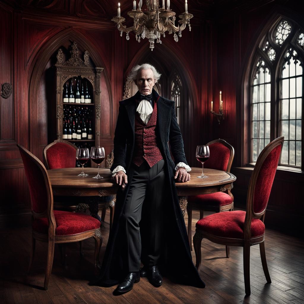 Vampire Supermodel Wine Party in Gothic Dining Room