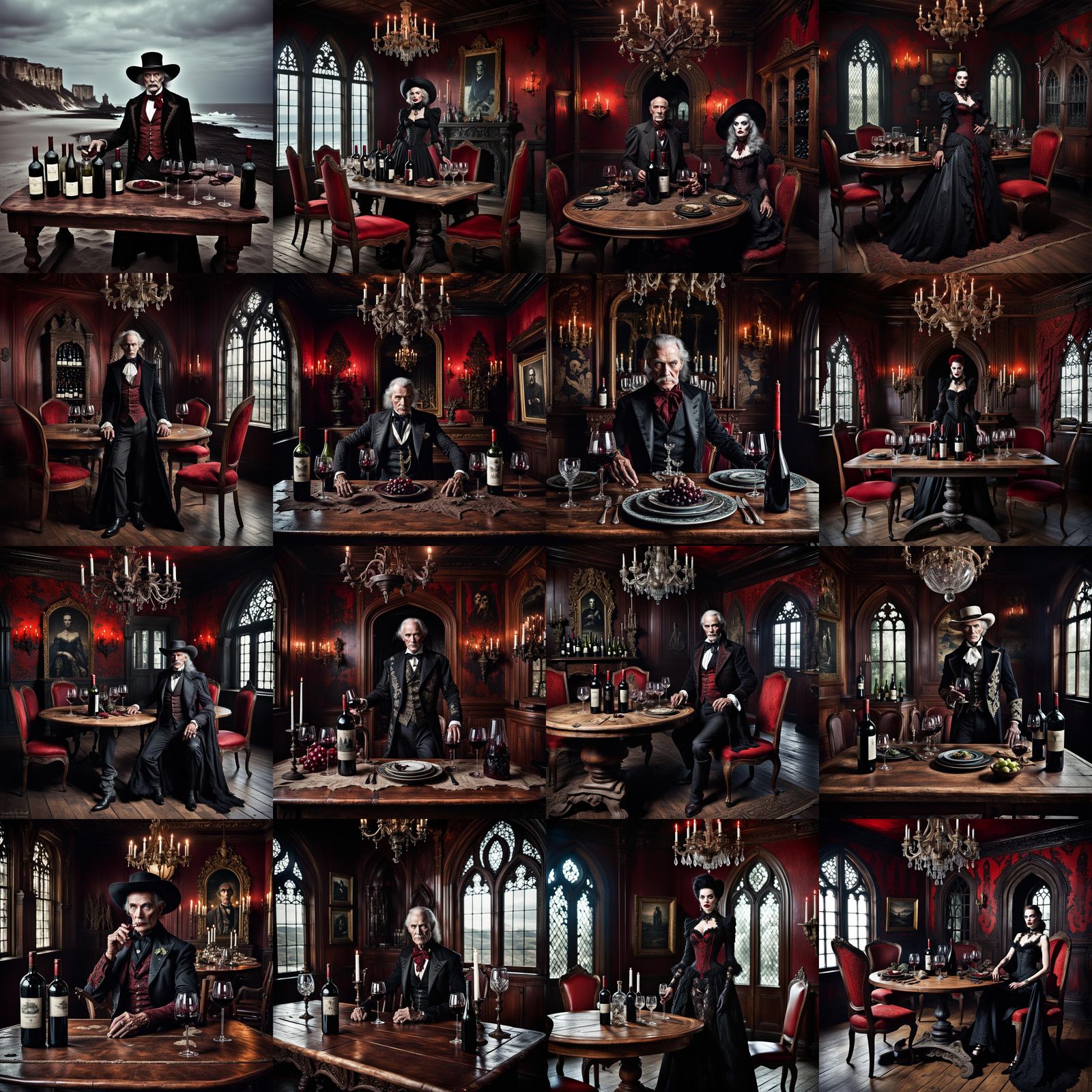 Cowboy and Vampire Wine Party: Digital Art