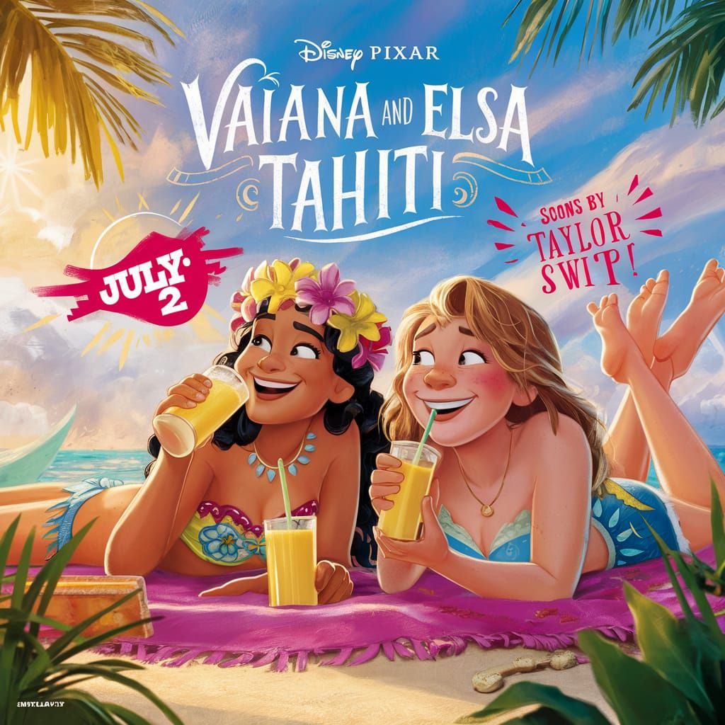Brave and Elsa on vacation in Tahiti