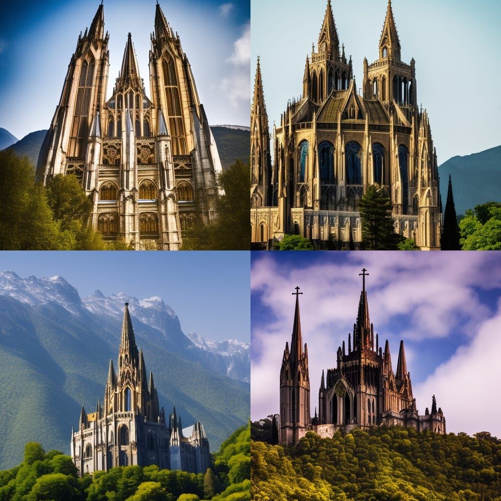 Gothic Cathedral in Fantasy Landscape, Professional Photogra...