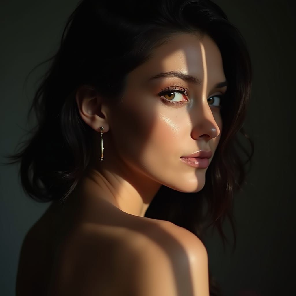 High-Resolution Photo of Woman with Dramatic Shadows