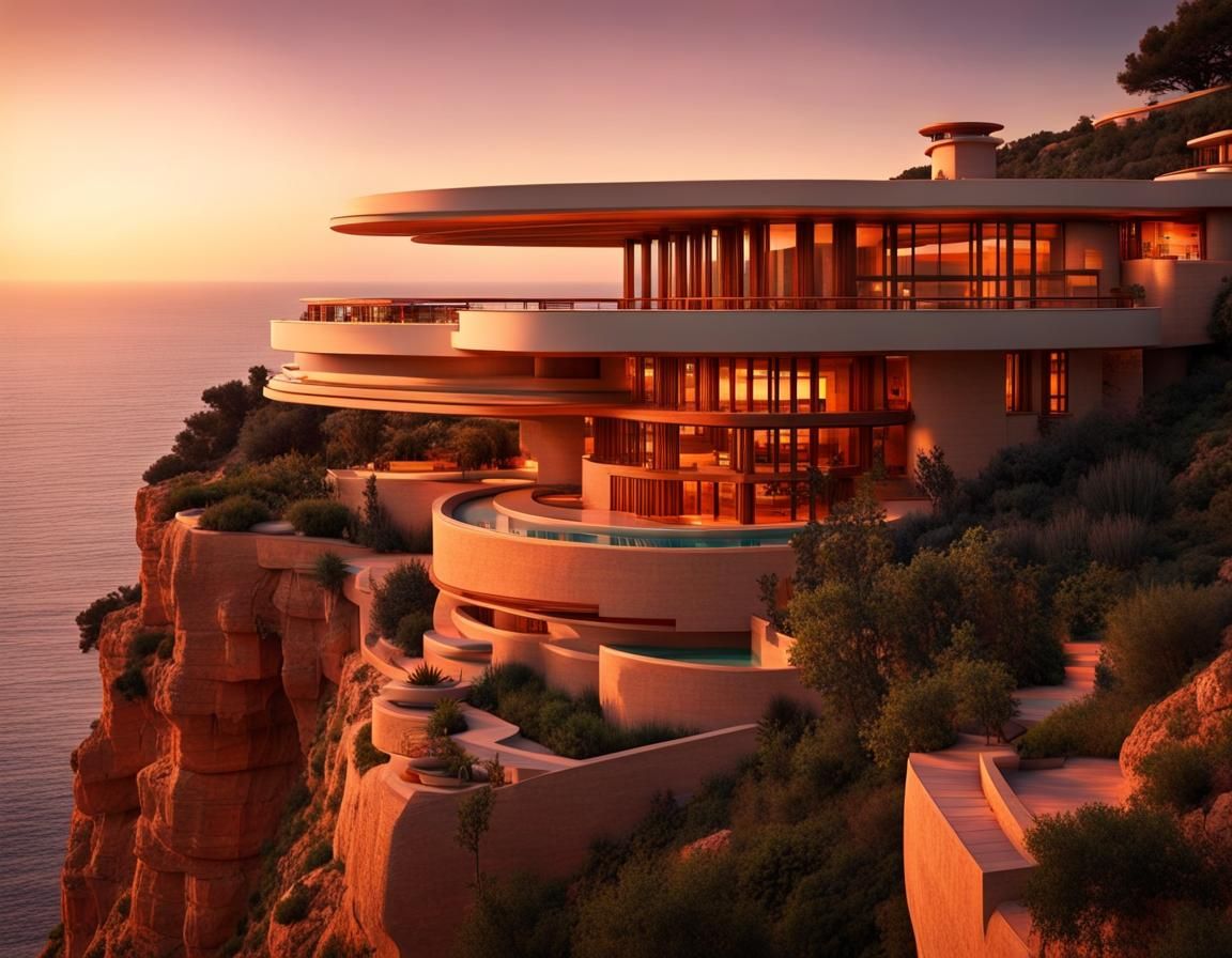 Utopian House Overlooking the Mediterranean Sea
