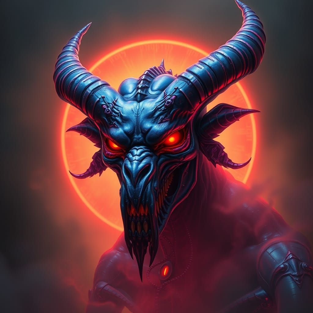 Ethereal Demon in Iridescent Blues and Purples