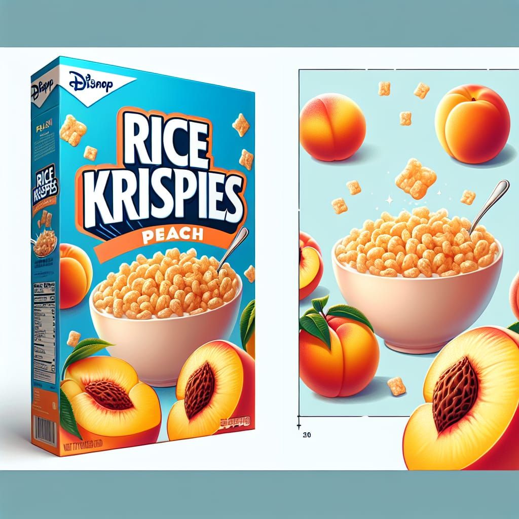 Peach Flavored Rice Krispies Cereal Box Illustration