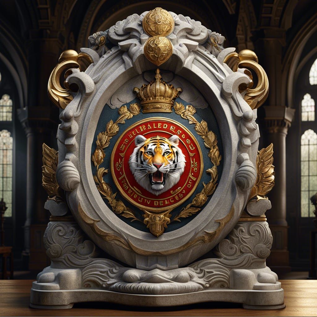 Heraldic Bengal Tiger Coat of Arms in 3D