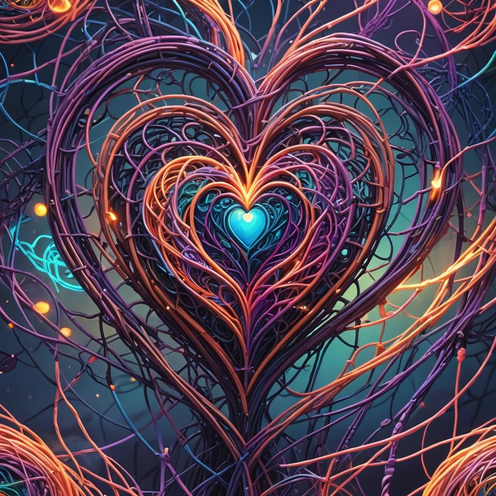 Heart of Colorful String in Fantasy Art Style