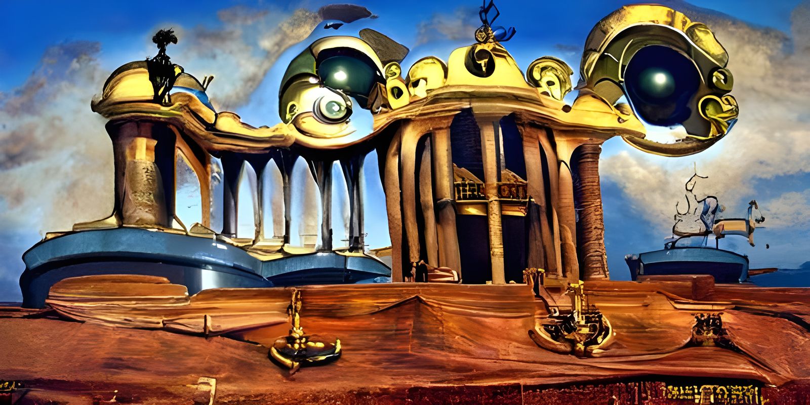 Steampunk Courtroom Scene in Surrealist Style