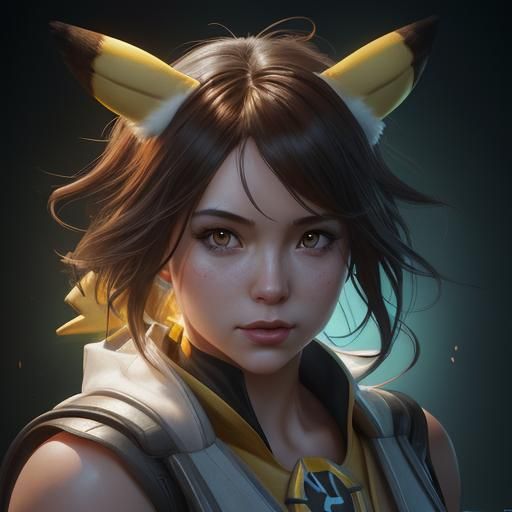 Hyperdetailed Pikachu Portrait in Volumetric Lighting