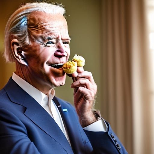 Joe Biden Eating a Cupcake: Professional Photo