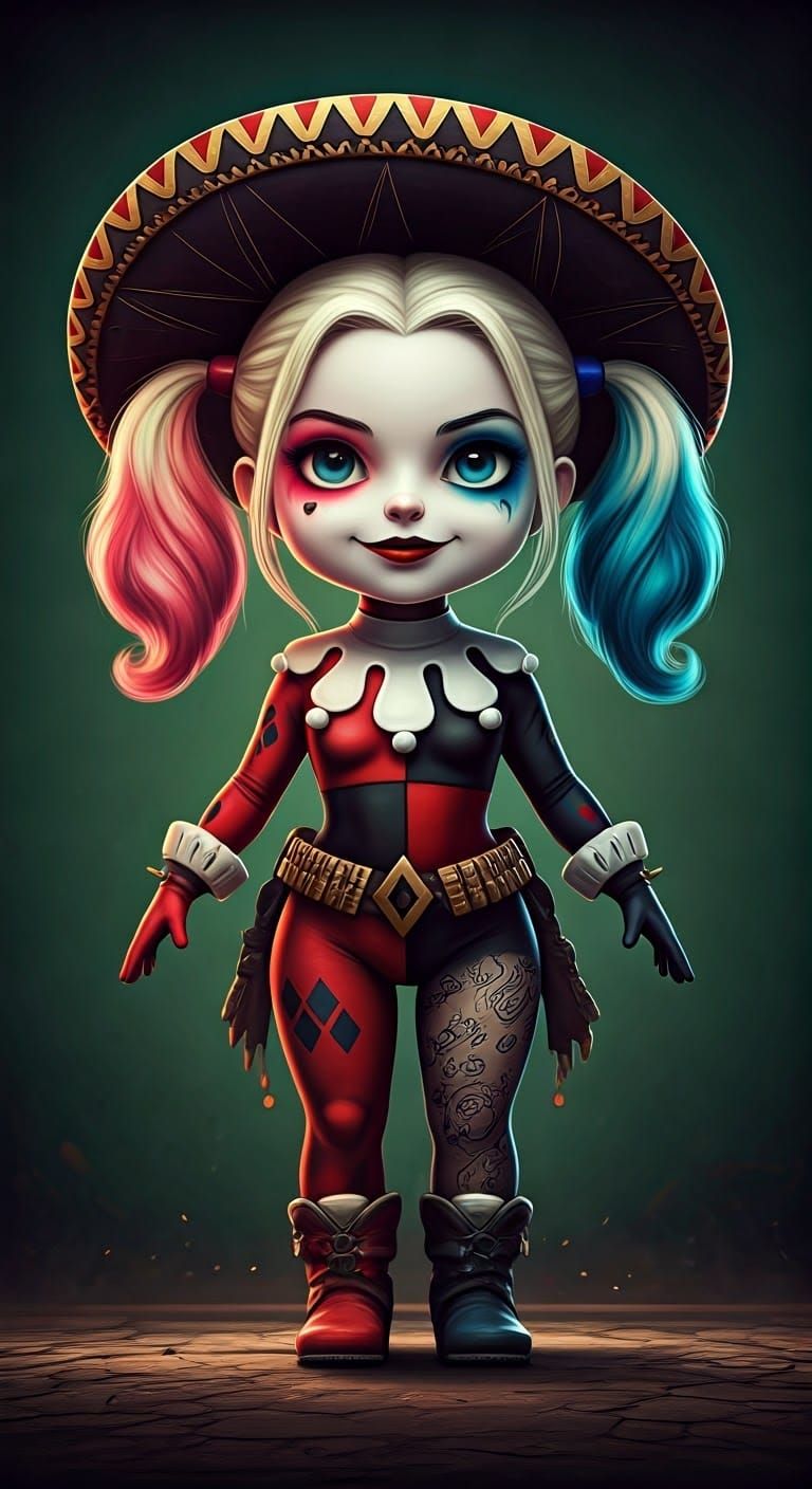 Mexican Harley Quinn: Cinematic Digital Illustration