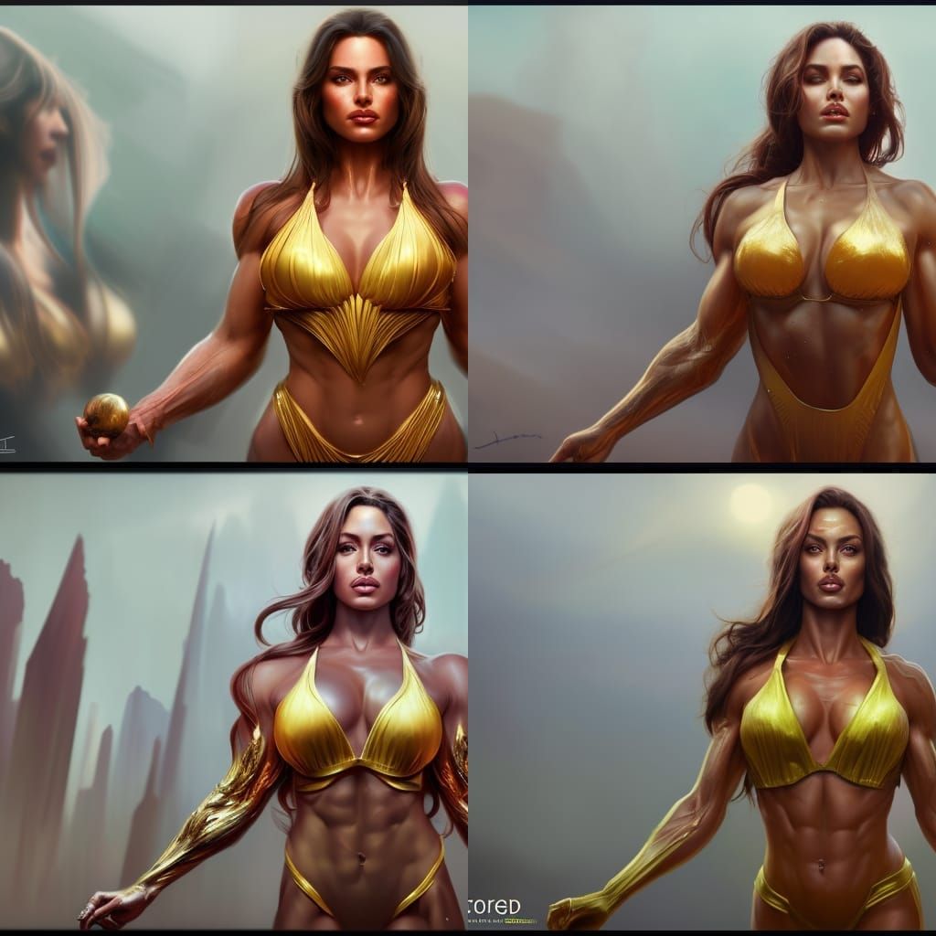 Angelina Jolie as a Detailed Bodybuilder Portrait