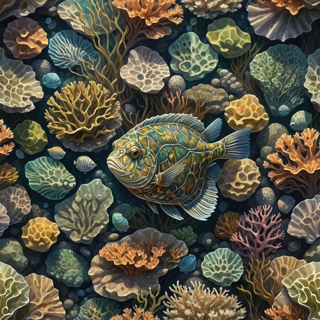 Flounder with Chameleon Features in Detailed Digital Art