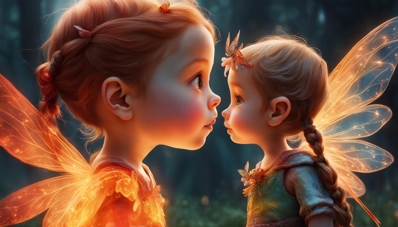 Child's Awe: Fairy with Fiery Wings