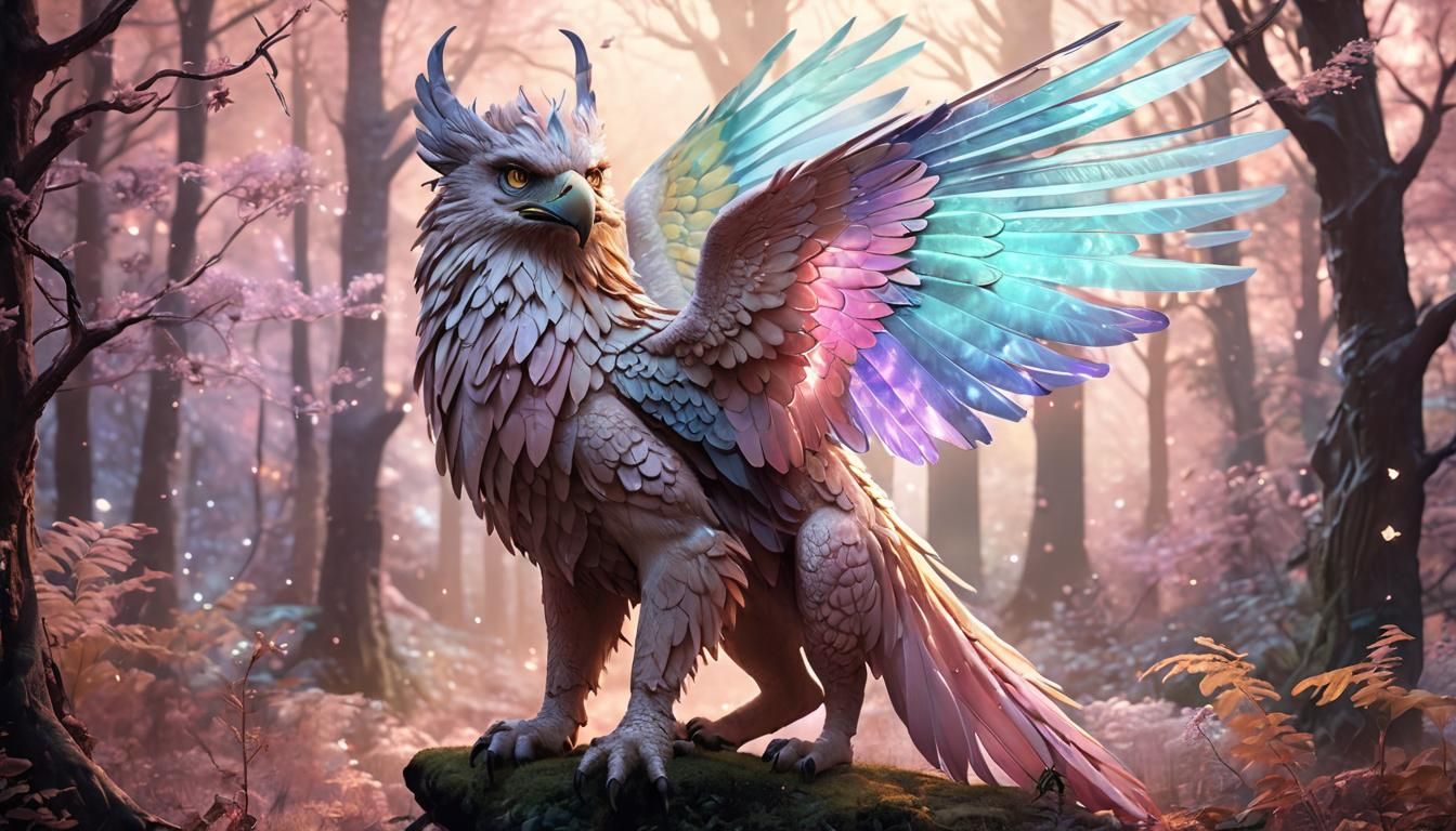 Fairy Gryphon in Astral Forest Illustration