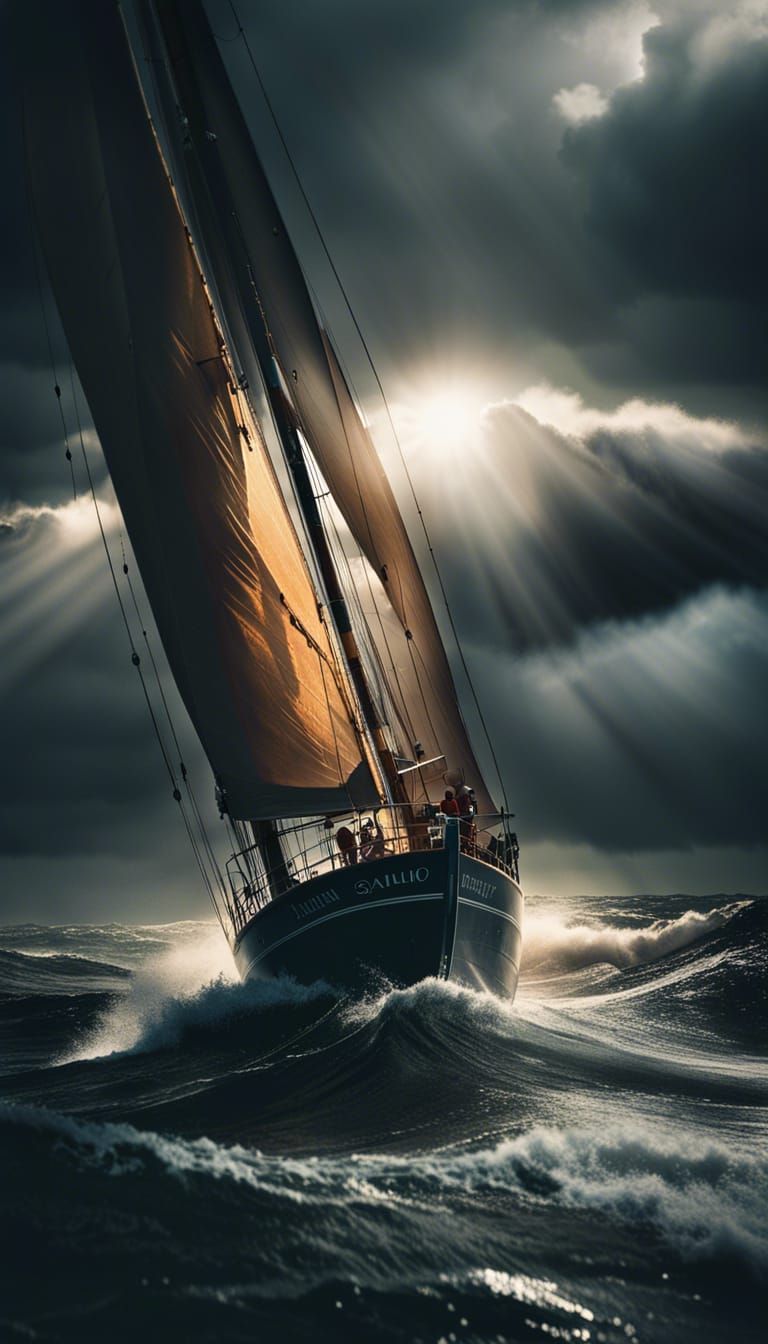 Sailboat Navigates Stormy Seas: A Cinematic Scene