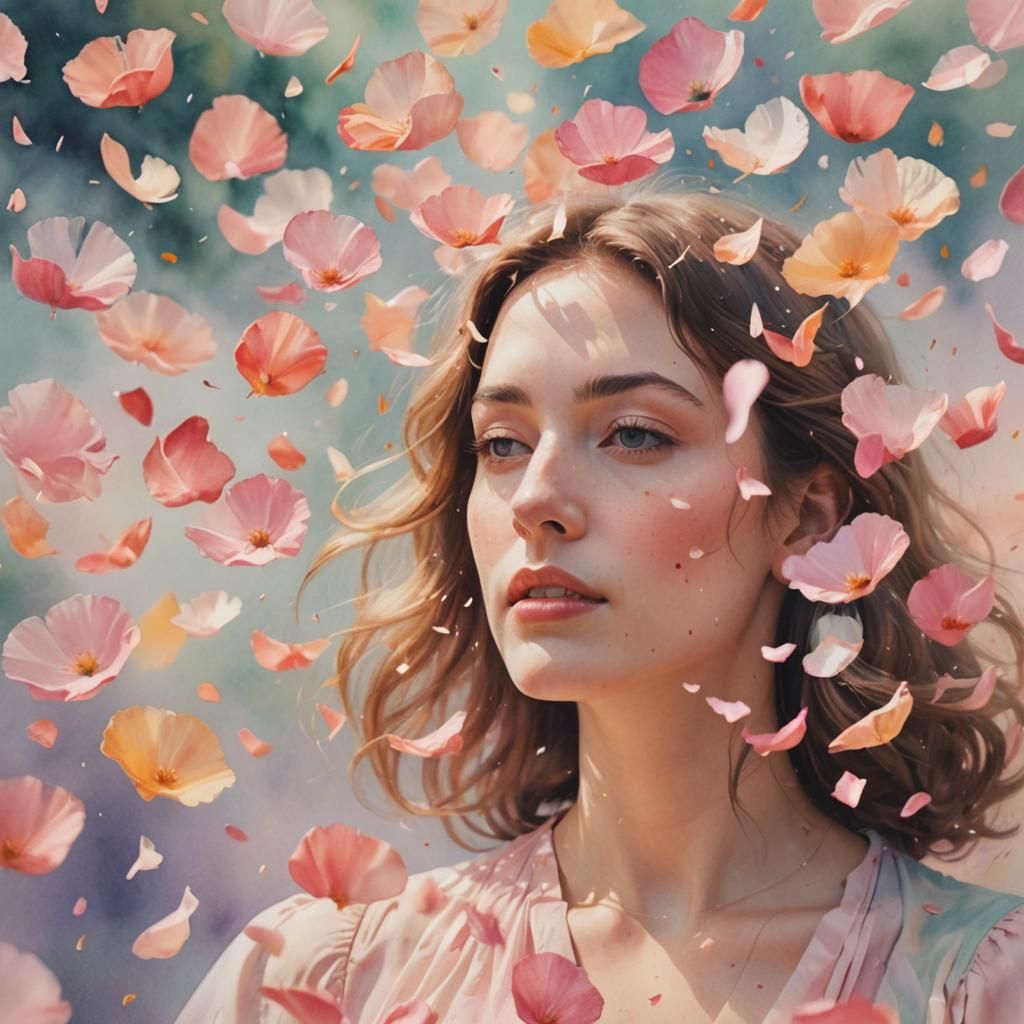 Surreal Close-Up: August Petals in Watercolor Style