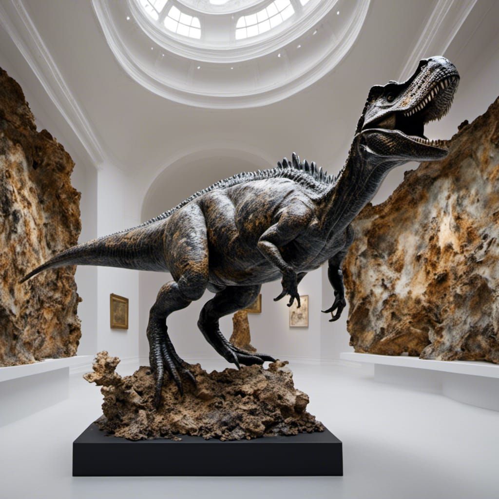 Porcelain Dinosaur Sculpture in Grunge Art Style