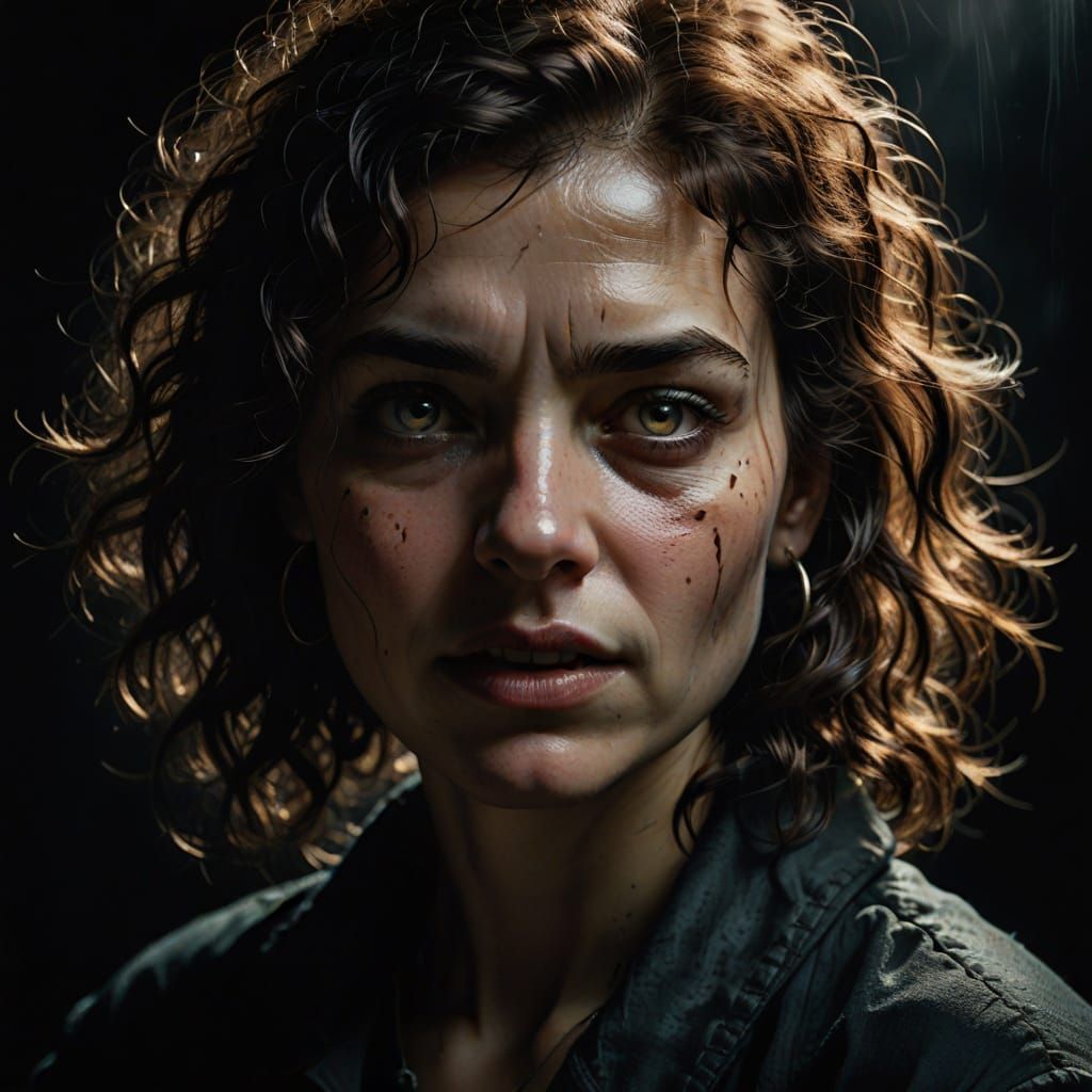 Dramatic Portrait of a Woman with an Intense Gaze