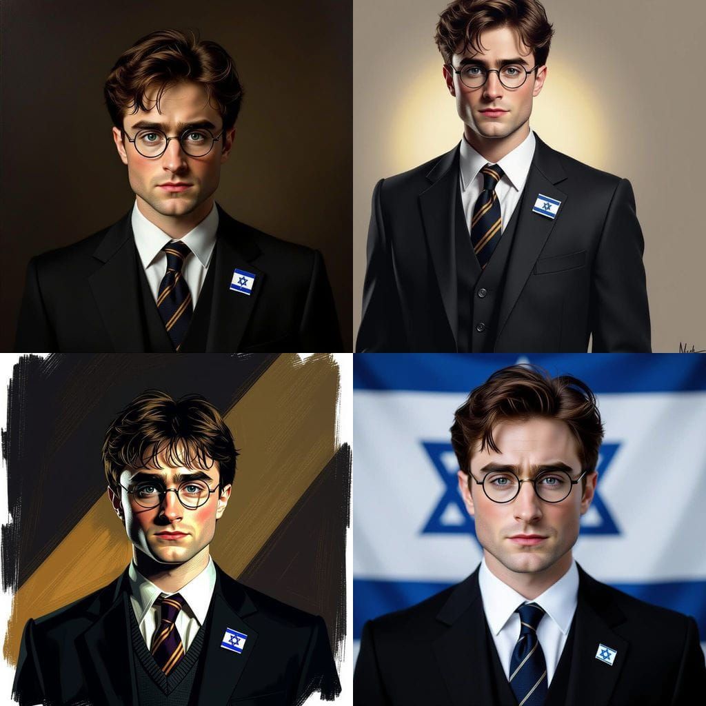 Harry Potter in Dark Suit with Israeli Flag Pin