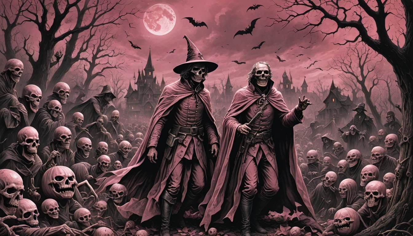 Halloween Horror in Pink: A Dramatic Illustration