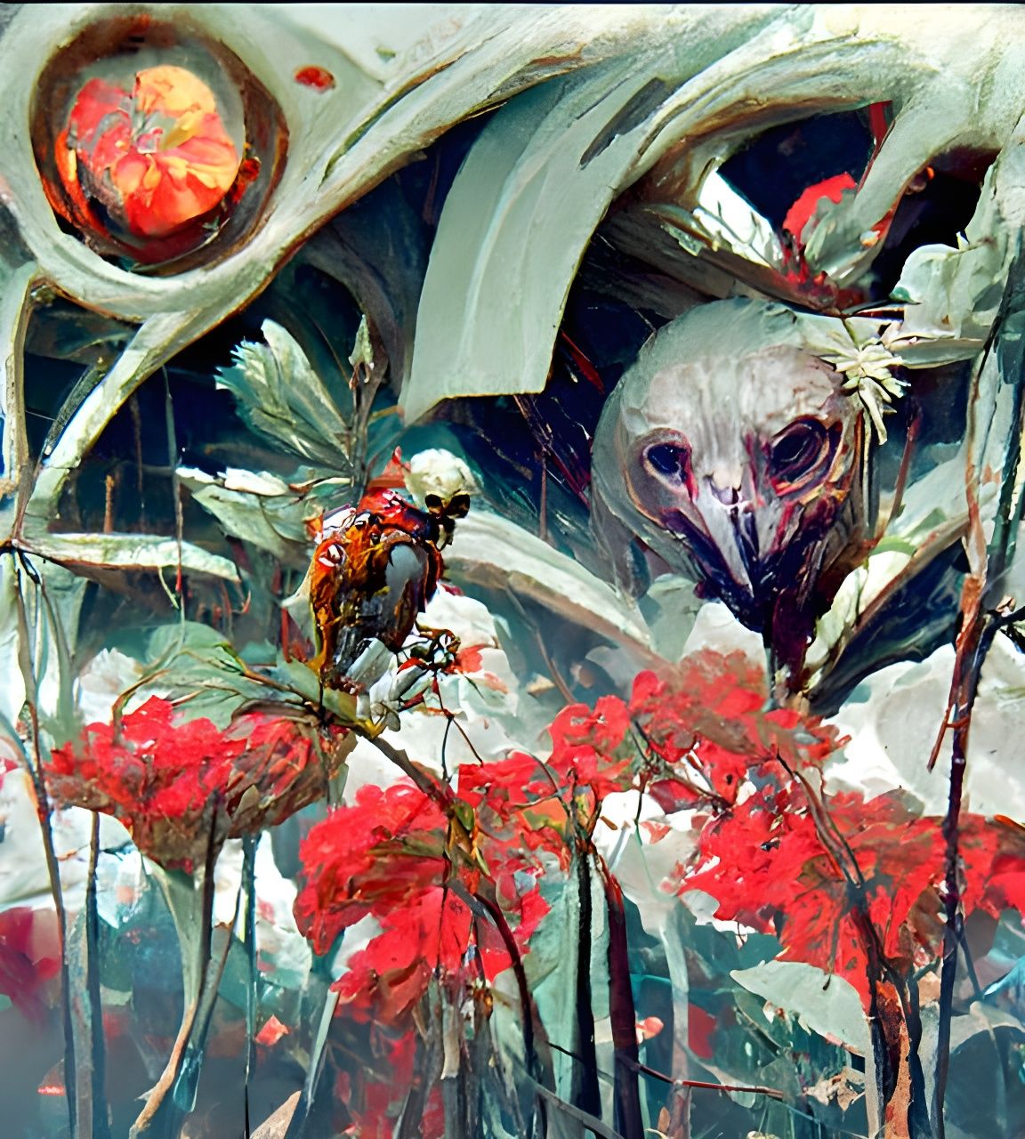 Cyberpunk Ravens in a Rainforest Illustration