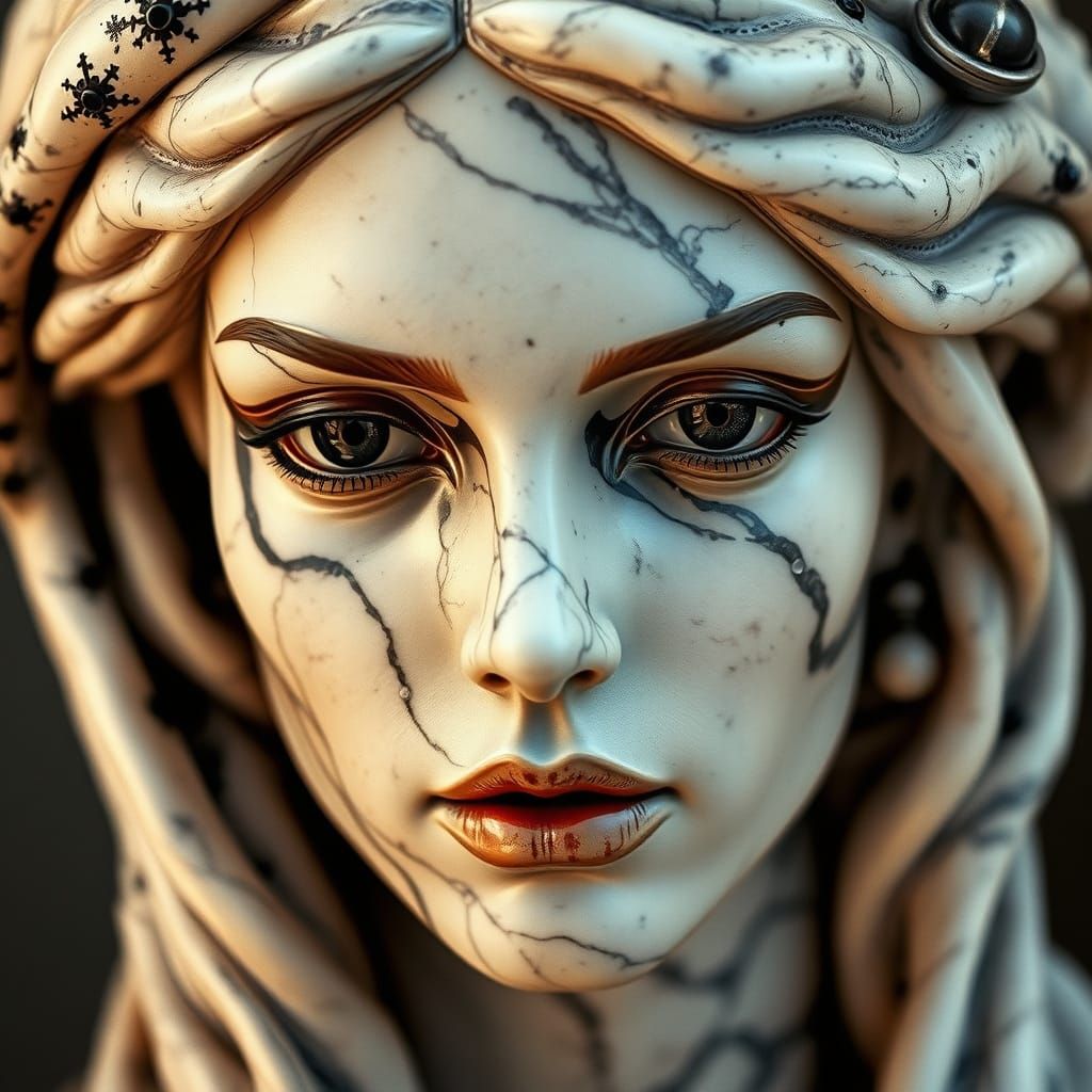 Luxurious Portrait of a Serene Woman in Ancient Greek Sculpt...