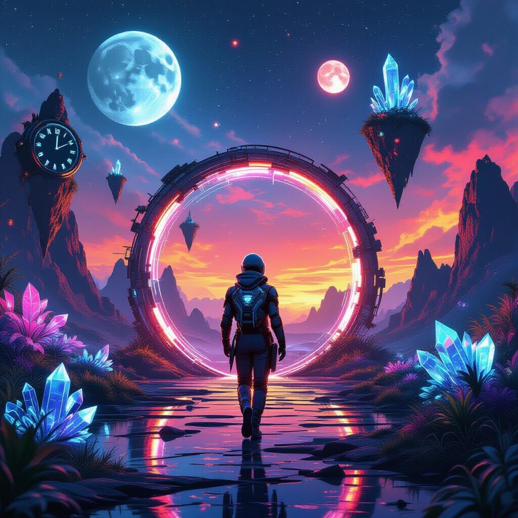 Radiant Portal to Alien World in Futuristic Style
