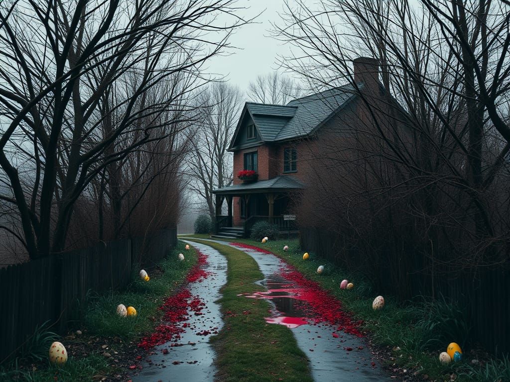 Dark Horrorcore Road to Abandoned House with Overgrown Trees...