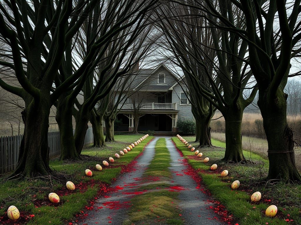 Dark Road to Abandoned House in Horrorcore Style