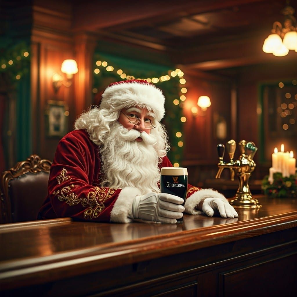 Santa Claus at Irish Pub in Fantasy Style