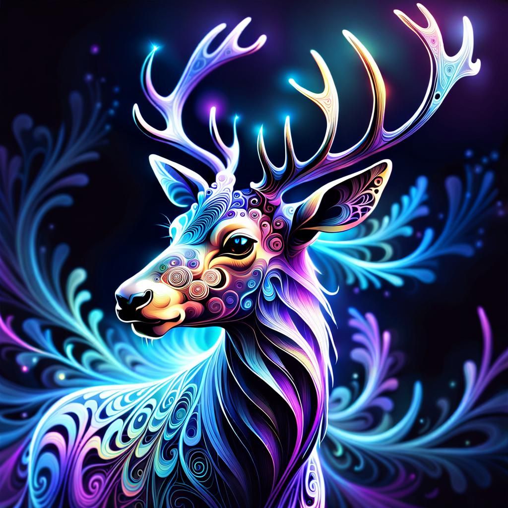 Abstract Fractal Elk Illustration in Vector Style