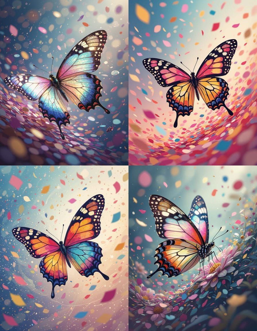 Butterfly in Confetti Shower