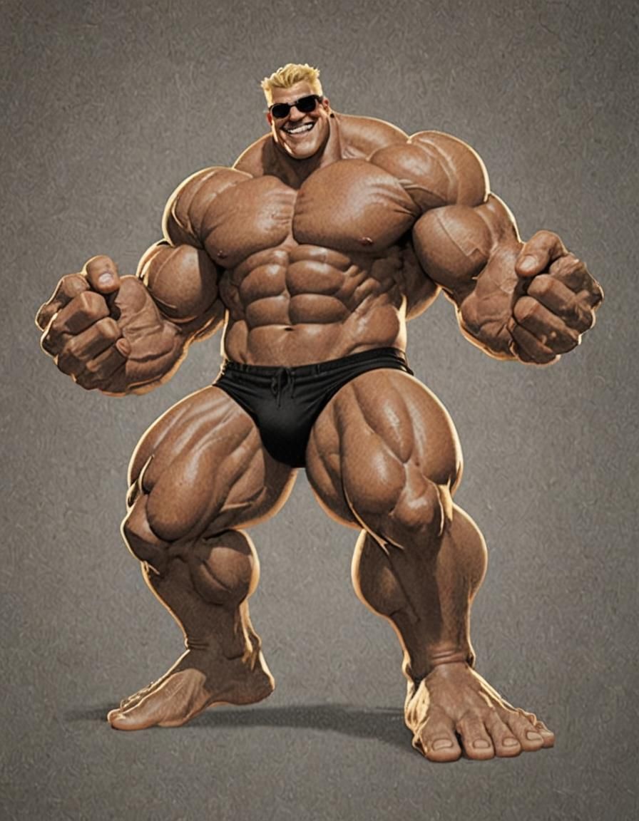 Hulking Muscular Man with Tiny Head