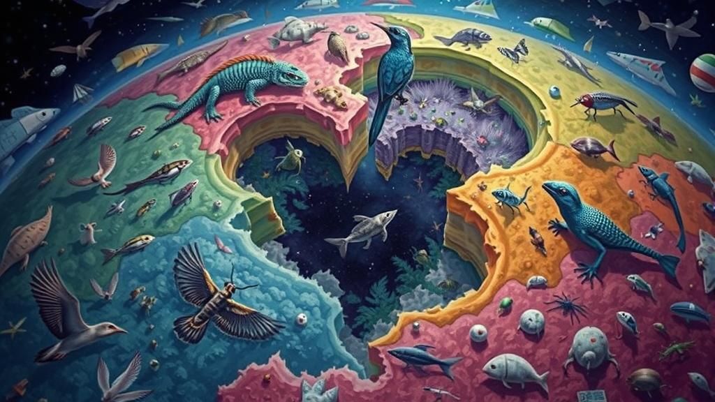 Globe Menagerie: A Biogeographical Illustration