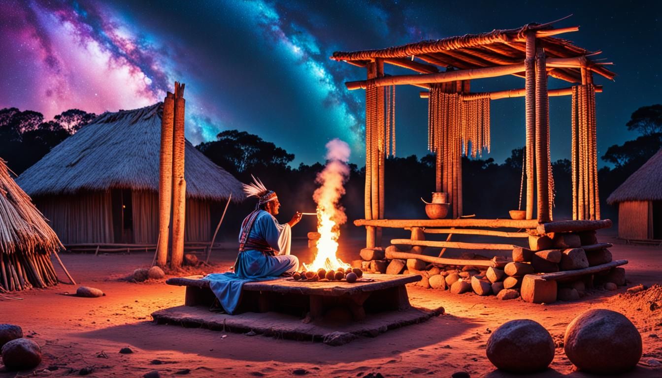 Guarani Shaman Healing Ritual under Starry Sky