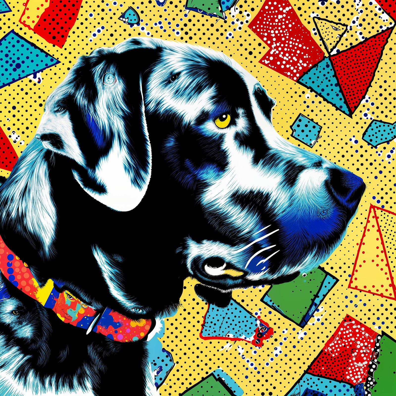 Vibrant Pop Art Portrait of a Black Labrador