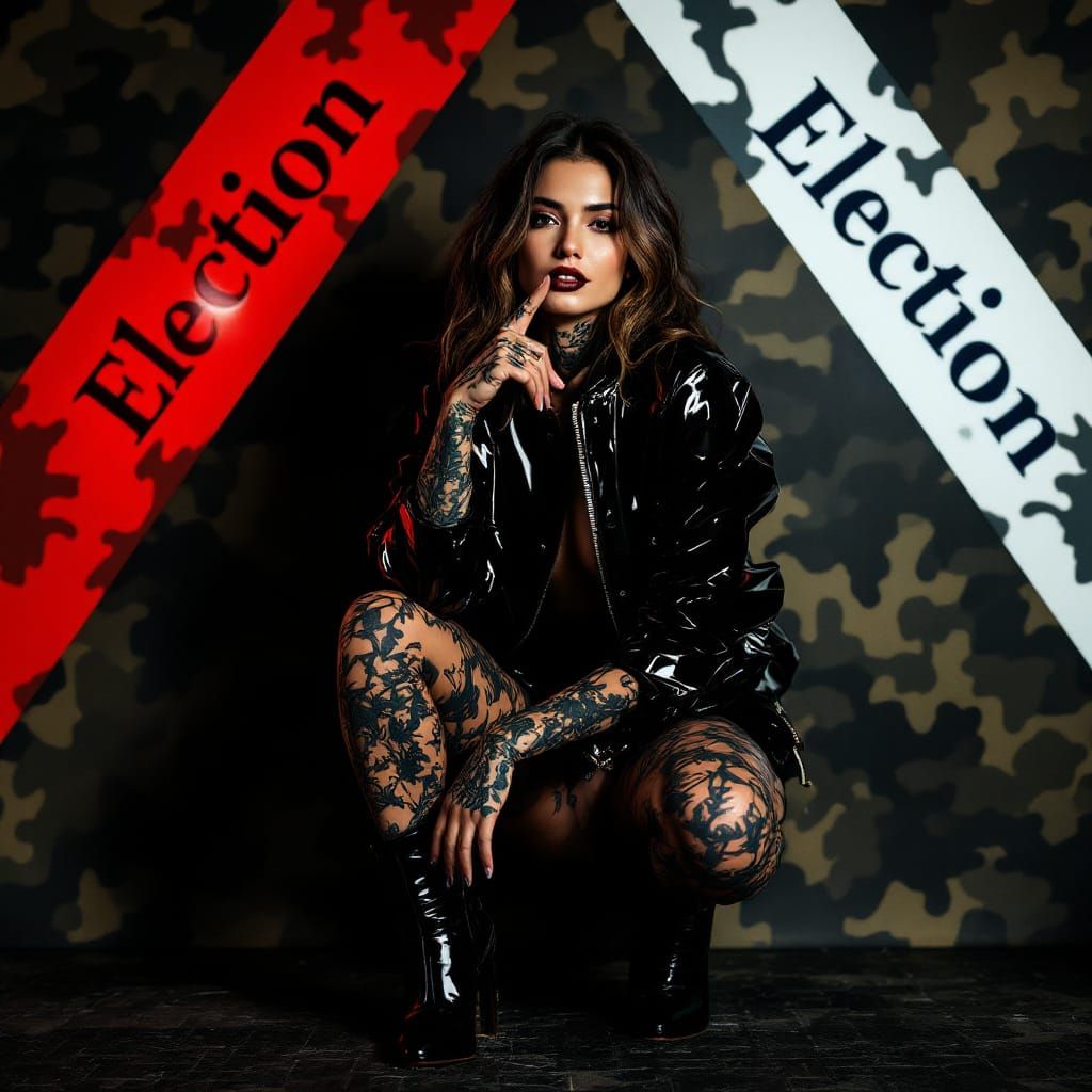 Camouflage Tattoo Girl in Edgy Glamour Style