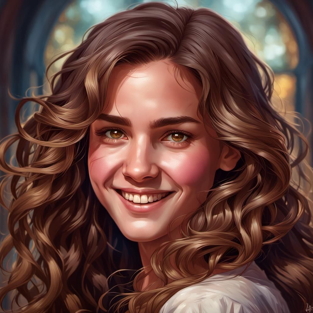 Hermione Granger Portrait in Art Nouveau Style