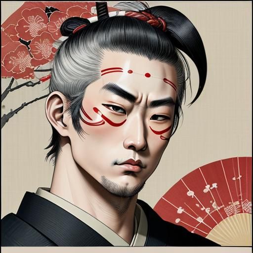 Ukiyo-e Style Samurai Warrior