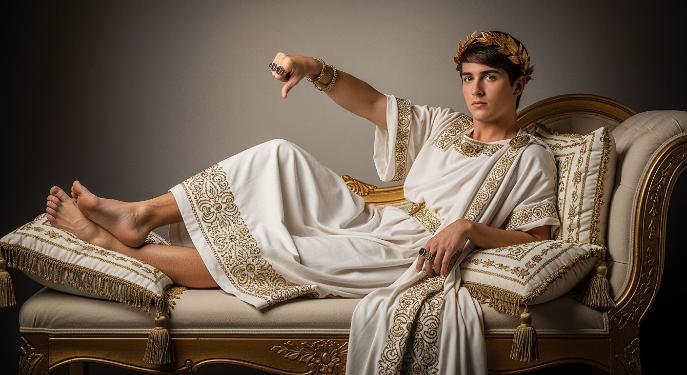 Relaxed Roman Emperor Lounging in Opulent Gold