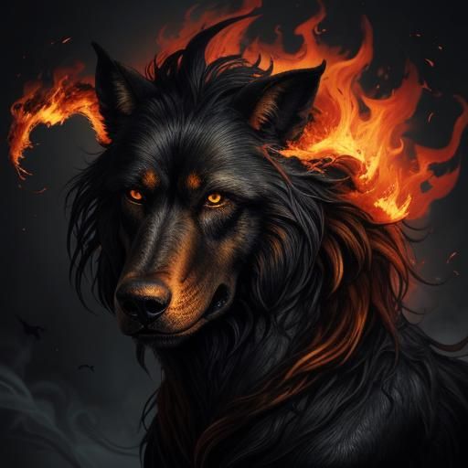 Infernal Hound Portrait in a Dark Fantasy Style