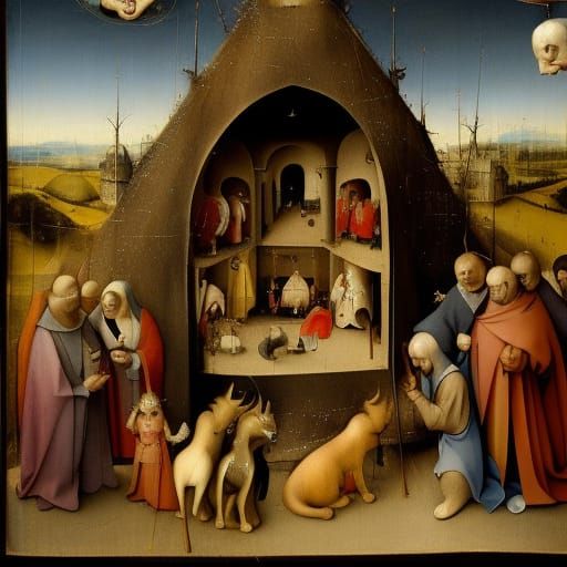 Magi Adoration in Hieronymus Bosch Style
