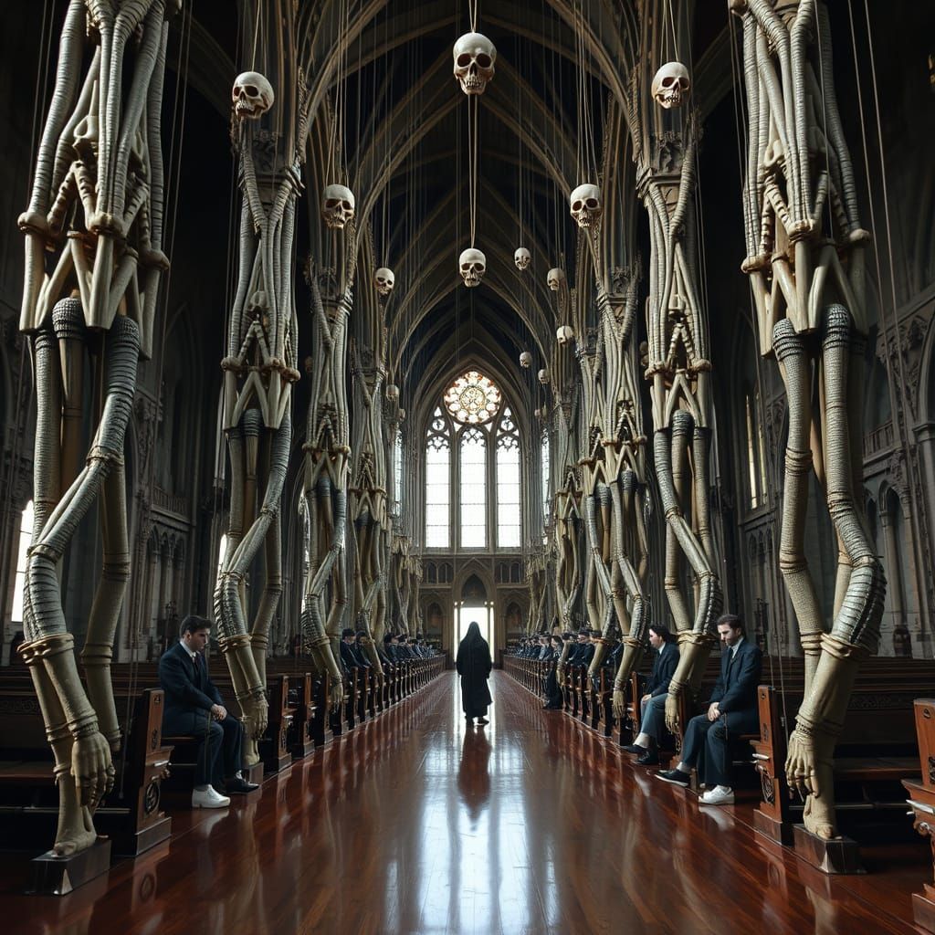 Gothic Cathedral of Marionette Limbs: A Surreal Vision